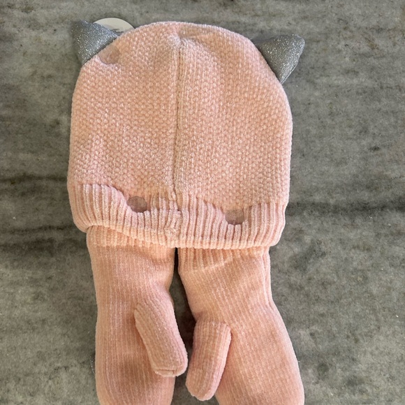 Barnes & Noble Pink and Silver Knit Hat & Mittens Set Ages 3-6 - Picture 6 of 6